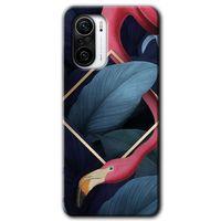 Poco F3 Kılıf HD Desen Baskılı Arka Kapak - Flamingo Yaprak + Kırılmaz Cam