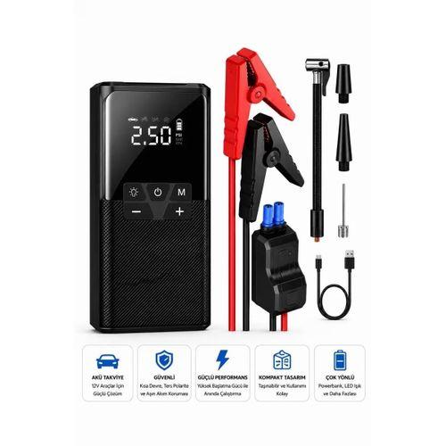 12000 Mah Akıllı Akü Takviye Ve Dijital Hava Pompası Akım Korumalı
