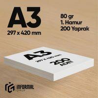 İnformal Fotokopi Kağıdı Premium Kalite A3 70 gr 200 Yaprak 1 Hamur