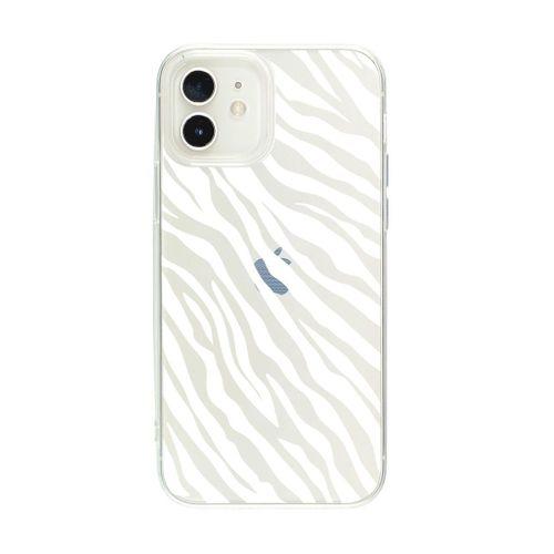 iPhone 12 Mini Zebra Pattern Premium Şeffaf Silikon Kılıf Beyaz Baskılı