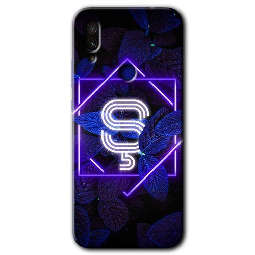 Xiaomi Redmi Note 7 Kılıf HD Desen Baskılı Arka Kapak - Dark Neon Yaprak Ş Harfi