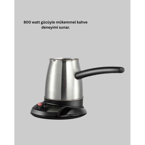 Paslanmaz Çelik Elektrikli Cezve 800w 6 Fincan Kapasiteli