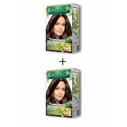 2X2 Tüp Krem Saç Boyası Seti Çikolata Kahve No:6.7