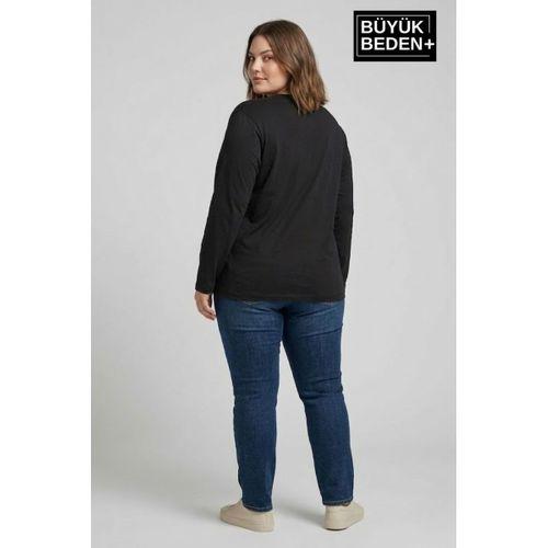 Kadın Büyük Beden 3 lü Set Uzun Kollu 2 İplik Bisiklet Yaka Tişört SPR26BEA942+2