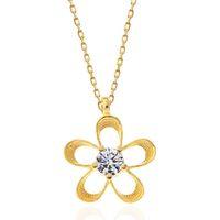 ​Lucky Life 925 Ayar Gumuss Gold Zirkon Taşlı Çiçek Lucky Life Lucky Life Kadın Kolye