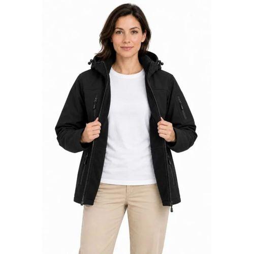 Su Geçirmez Softshell İçi Polar Astarlı Çıkarılabilir Kapüşonlu 4 Cepli Mont Ceket - Siyah