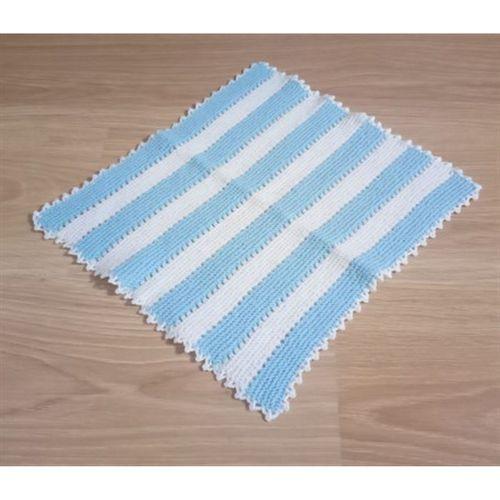 El İşi Pamuklu Banyo Lifi,El Örgüsü Mavi Beyaz Duş Lifi 32X30Cm