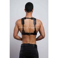 Kelepçeli Erkek  Göğüs Harness, Deri Erkek  Fantezi Harness, Kelepçeli Erkek  Harness - Brfm121
