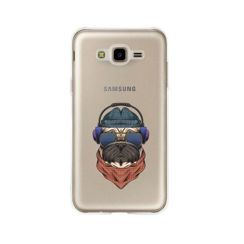 Samsung J7 Pug Desenli Premium Şeffaf Silikon Kılıf