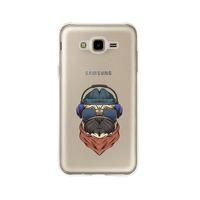 Samsung J7 Pug Desenli Premium Şeffaf Silikon Kılıf