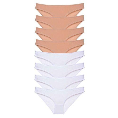 8 Adet Süper Eko Set Likralı Kadın Slip Külot Ten Beyaz
