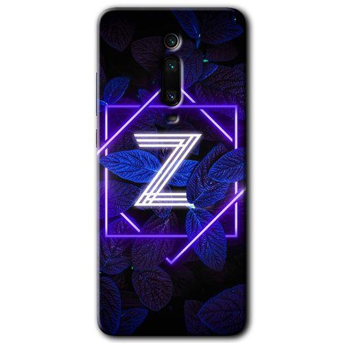 MRCİLETİSİM Xiaomi Mi 9T Kılıf HD Desen Baskılı Arka Kapak+Temperli Cam - Dark Neon Yaprak Z Harfi