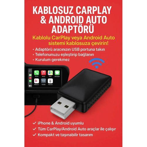 Kablosuz Carplay & Android Auto Adaptörü - Apple Ve Android Cihazlar İçin Evrensel Wireless Carplay Çevirici