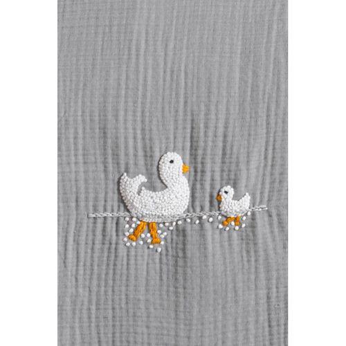 Kanz Kanz 4 Kat Hand Made Fırfırlı Müslin Örtü Seti Knz-020 Gri
