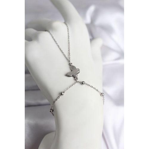 316L Çelik Gümüş Renk Kelebek Model Kadın Şahmeran