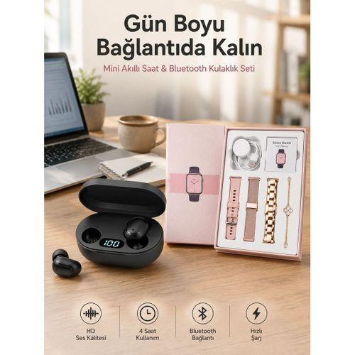 Nabız Ölçer Hediye Bileklikli Akıllı Saat Ve Dijital Göstergeli Bluetooth Kulaklık Çoklu Şarj Girişi