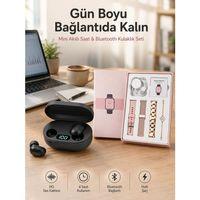 Nabız Ölçer Hediye Bileklikli Akıllı Saat Ve Dijital Göstergeli Bluetooth Kulaklık Çoklu Şarj Girişi
