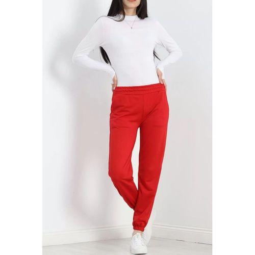 pilelistore Paça Lastikli İki İplik Eşofman Altı Kırmızı