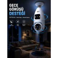 Gece Görüşlü Çift Lens Wi-fi Ampul Kamera Mobil Takip Destekli