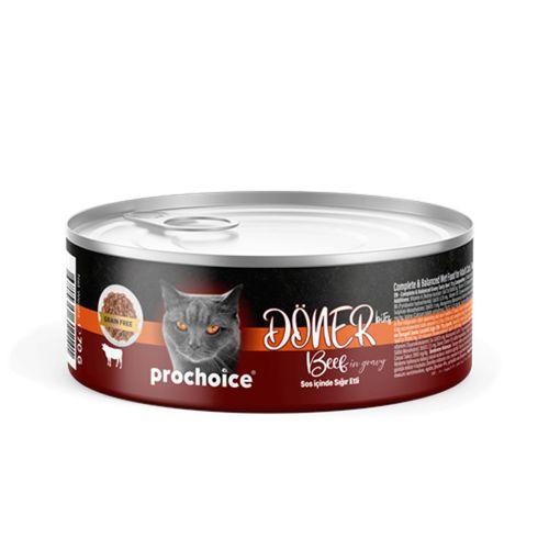 Prochoice Döner Beef, Sos İçinde Sığır Etli Tam & Dengeli Yetişkin Kedi Konservesi 12x70 gr