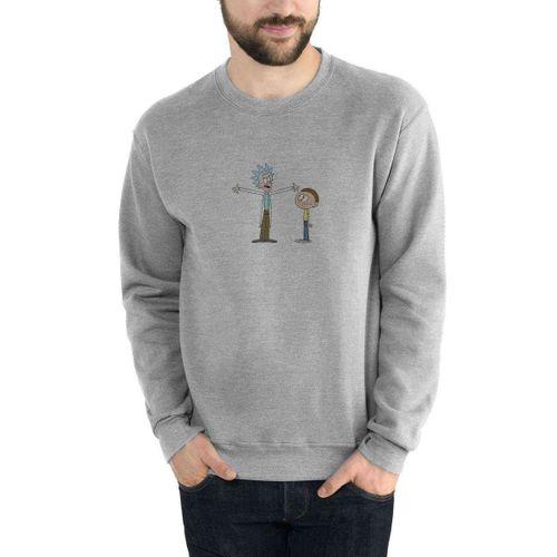 Rick And Morty Character Baskılı Gri Erkek Sweatshirt