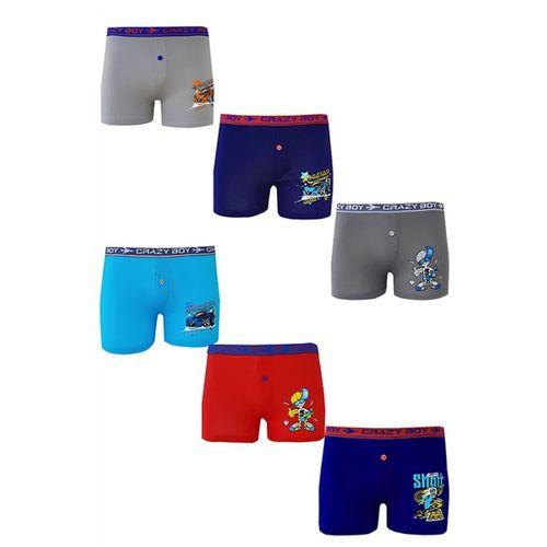 Dode Flora Tutku 0253 Erkek Çocuk Karışık Desenli Ekonomik 6 Lı Paçalı Boxer