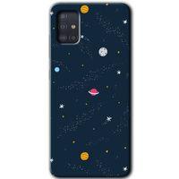 Samsung Galaxy A51 Kılıf Baskılı Kapak - Çizim Gezegen + 5D Tam Kaplayan Cam