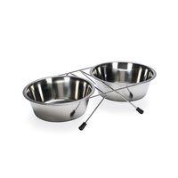 Beeztees Köpek İkili Mama Su Kabı, Paslanmaz Çelik, 20cm, 2x1800ml