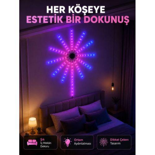 Telefon Kontrollü Rgb Fireworks Led Işık Çok Renkli Dekoratif Duvar Lambası