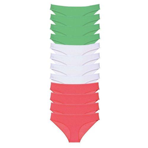 12 adet Süper Eko Set Likralı Kadın Slip Külot Yeşil Beyaz Fuşya