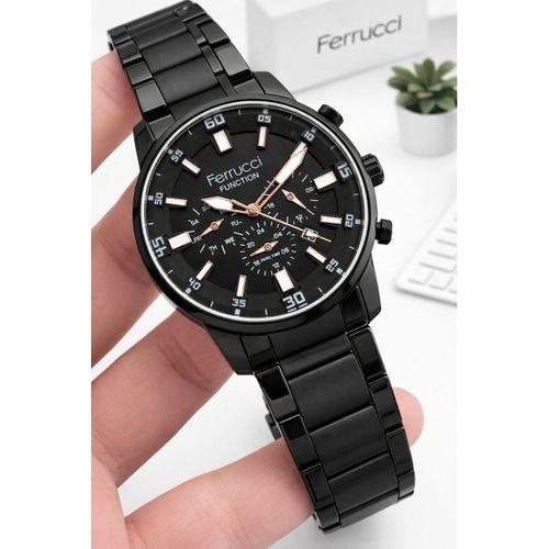 Ferrucci İç Fonksiyonları Aktif 30mt Suya Dayanıklı Çelik Kordon + Bileklik Hediyeli Erkek Kol Saati VS.BLKT.0957