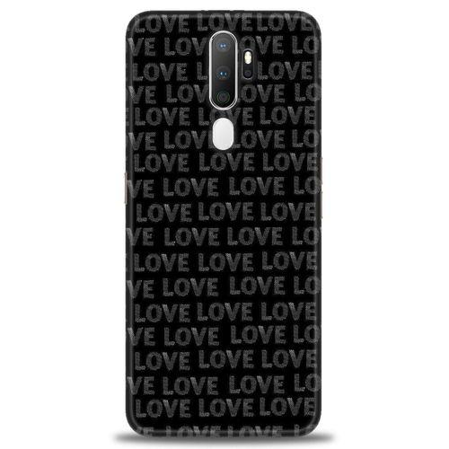 Oppo A9 2020 Kılıf HD Baskılı Kılıf - Black Love + Tam Ekran Koruyucu