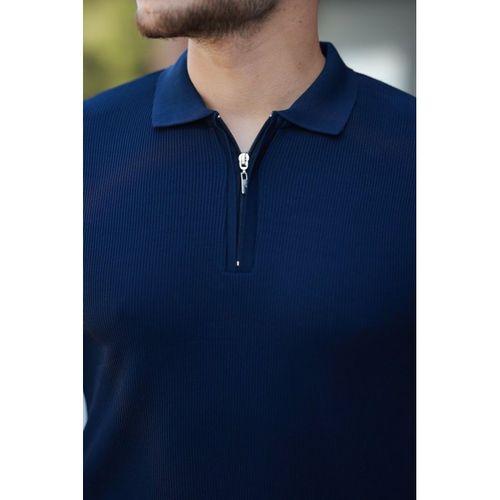 Erkek Fermuarlı Yakalı Kısa Kollu Tshirt