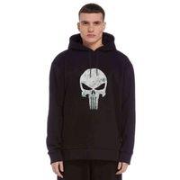 Punisher Baskılı Siyah Erkek Kapşonlu Sweatshirt
