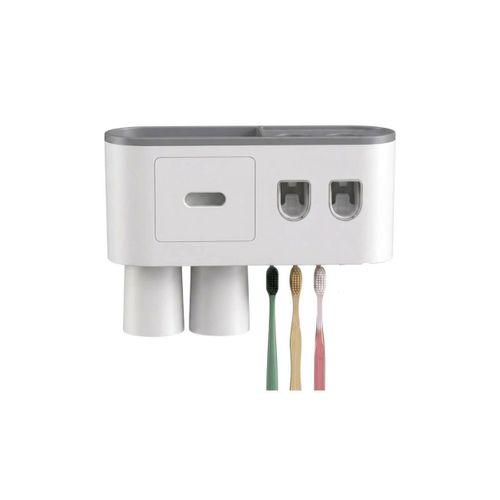 Çift Dispenserli Diş Macunu Sıkacağı 6 Fırçalık Bardaklı Banyo Organizer