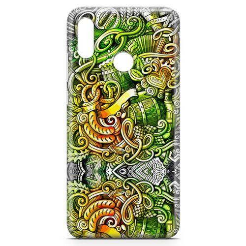 Huawei Y7 2019 Kılıf Gece Yaşamı Doodle Arka Kapak Koruma Desenli Full Koruyucu