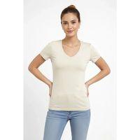 T-Shirt V Yaka Slim Fit Likralı Tişört Günlük Basic Body - Taş
