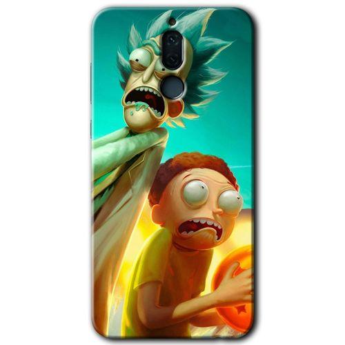 Huawei Mate 10 Lite Kılıf Baskılı Kapak - Rick Morty + 5D Tam Kaplayan Cam