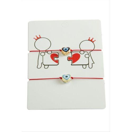 Kalp Nazar İp Bileklik 2 Adet