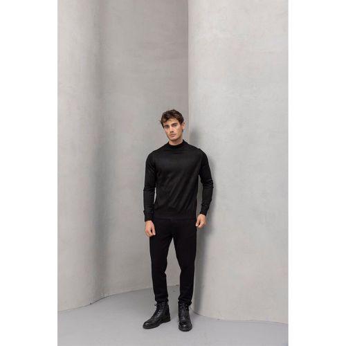 Fincher Yarım Balıkçı Regular Fit Boğazlı Erkek Kazak - Siyah