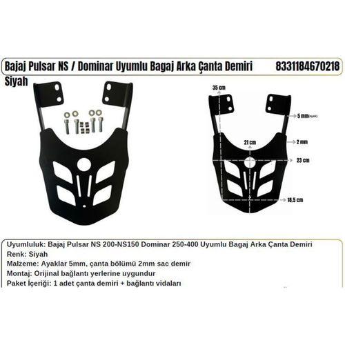 Bajaj Pulsar NS 125-200 Dominar 250-400 Arka Çanta Taşıma Demiri- Siyah- 2 mm