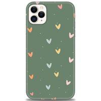 iPhone 11 Pro Max Kılıf HD Baskılı Kılıf - Soft Kalpler + Tam Ekran Koruyucu