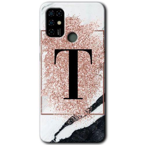 Casper Via F20 Kılıf HD Desen Baskılı Arka Kapak - Pembe Mermer Desenli T Harfi