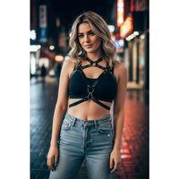 Siyah Kadın Kemer Deri Vücut Aksesuarı - Brf108