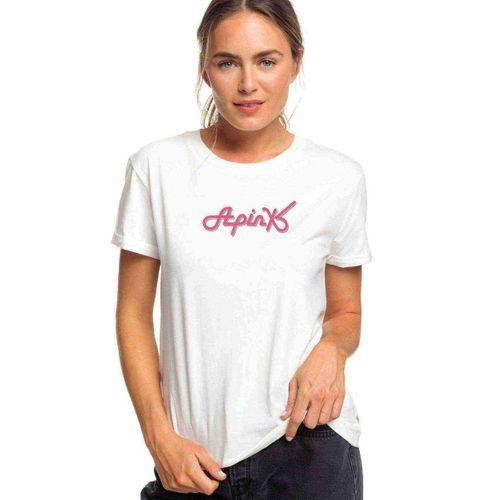 K Pop Apinx S Pembe Luv Baskılı Beyaz Kadın Tshirt