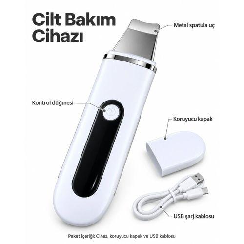 Metal Spatula Başlıklı Koruyucu Kapaklı Şarj Edilebilir Yüz Bakım Cihazı