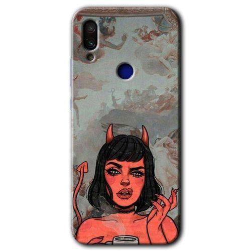 Redmi Note 7 Kılıf HD Desen Baskılı Arka Kapak - Devil Girl + Kırılmaz Cam