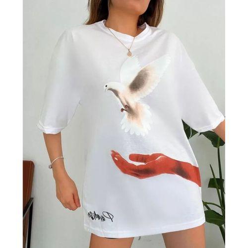 Dijital Baskılı T-Shirt - Beyaz