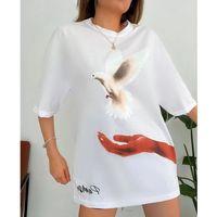 Dijital Baskılı T-Shirt - Beyaz