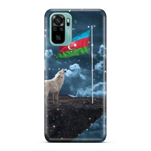 Xiaomi Redmi Note 10 5G Uyumlu Kılıf Azarbaijan (25) Antişok Kapak Kurt Bayrak